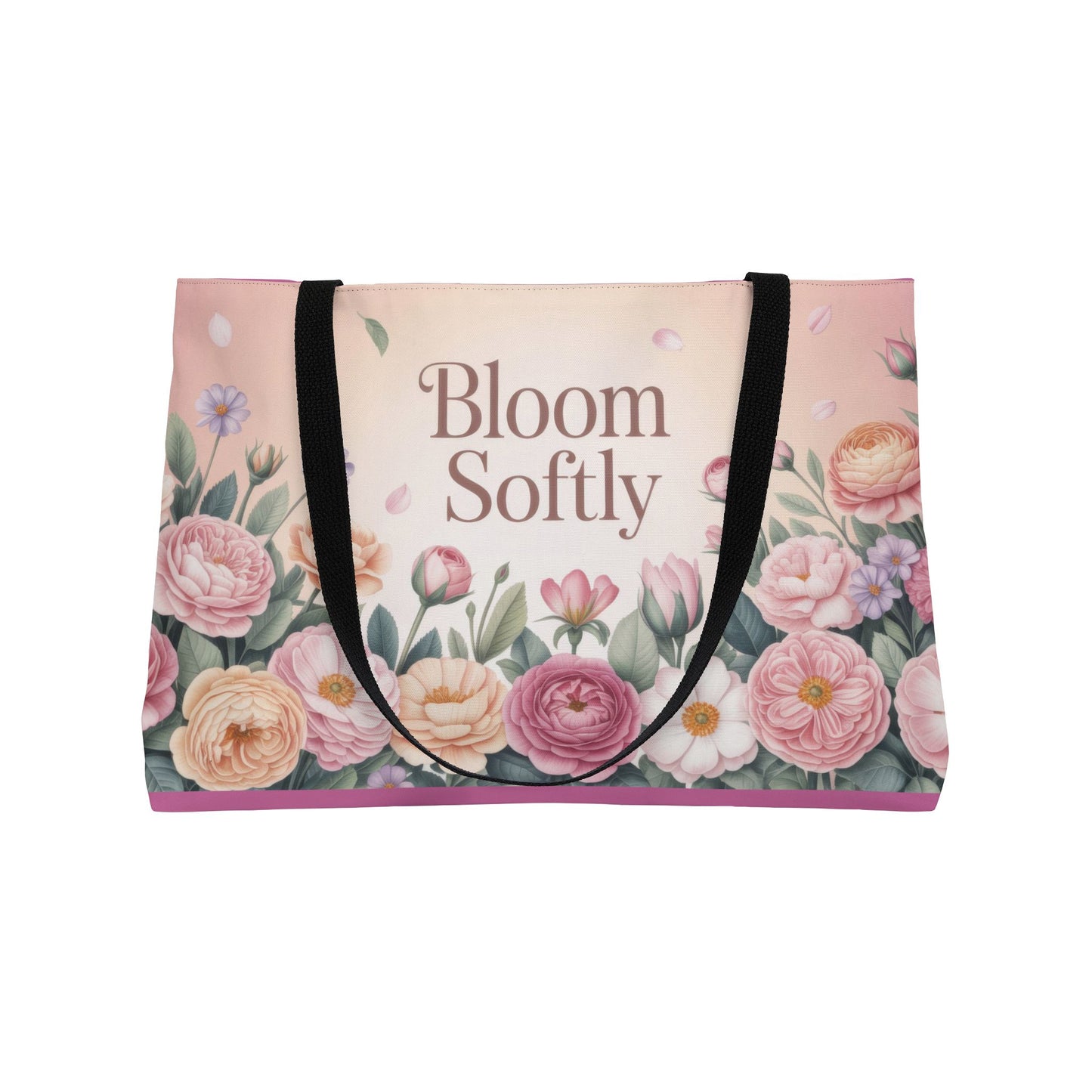 Bloom Softly Floral Weekender Tote Bag, Travel Bag, Beach Bag, Stylish Weekend Getaway Tote, Perfect for Gifts, Floral Print