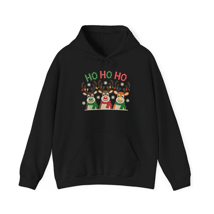 Ho Ho Ho Reindeer Hoodie, Cute Christmas Holiday Pullover for Women