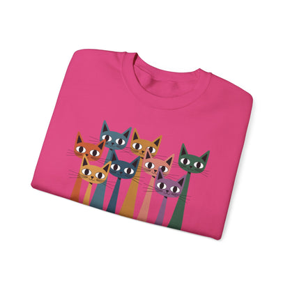 Colorful Cat Sweatshirt, Cozy Crewneck, Cat Lover Gift, Unisex Sweatshirt, Cute Animal Apparel, Fun Gift for Cat Owners