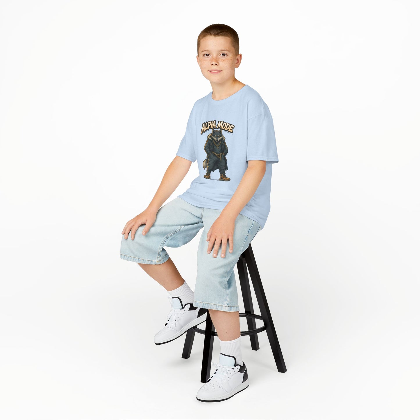 Alpha Mode Teen Wolf Shirt, Cool Youth Graphic Tee, Hip Hop Savage Wolf Tee, Graphic Kids Tee, Alpha Teen Streetwear, Wolf Gift for Teens