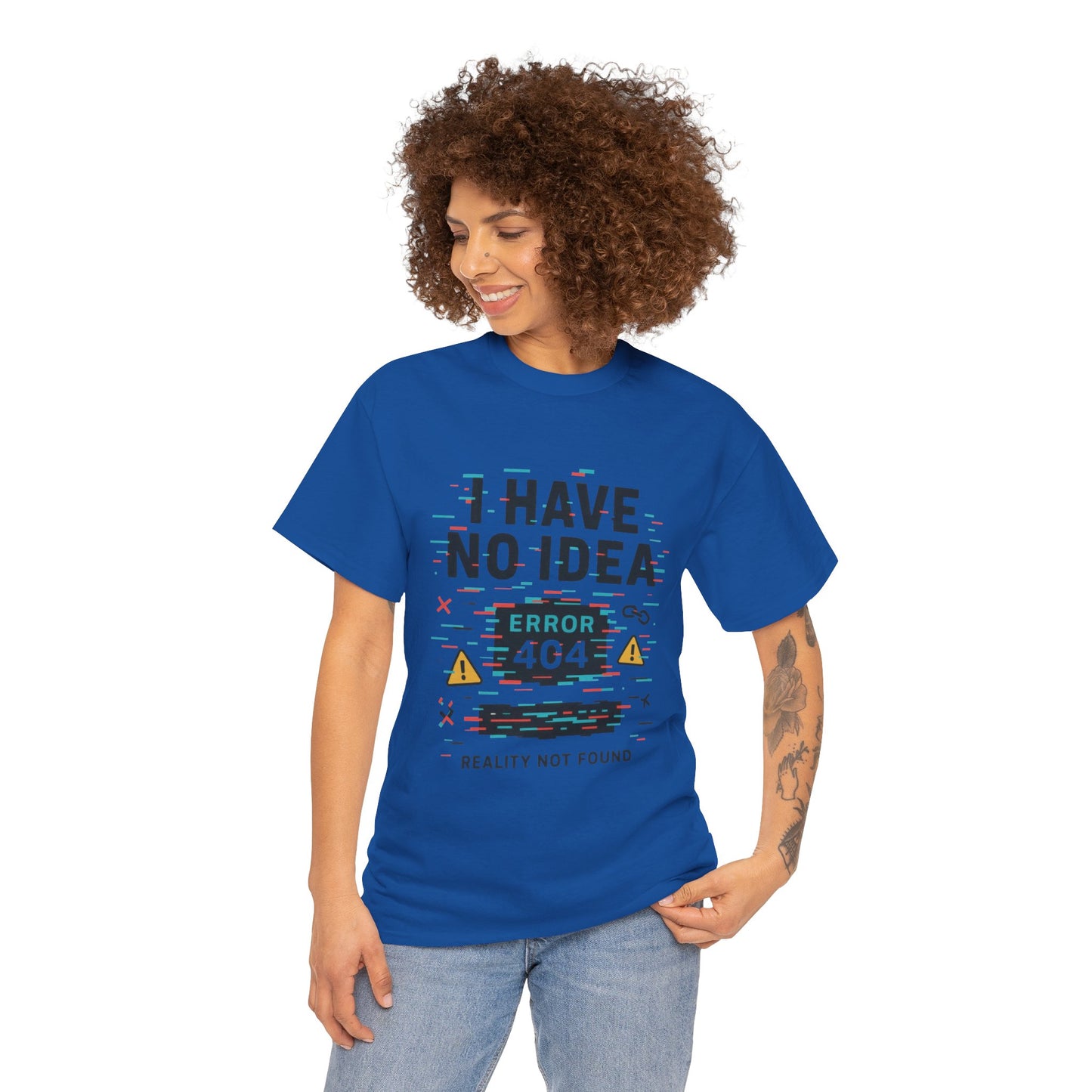 Funny Error 404 Unisex Heavy Cotton Tee, Graphic Tee, Humor Shirt, Gift for Tech Lovers, Casual Wear, Unique T-Shirt