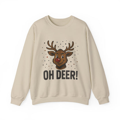 Men's Oh Deer Funny Christmas Sweatshirt, Reindeer Holiday Pullover
