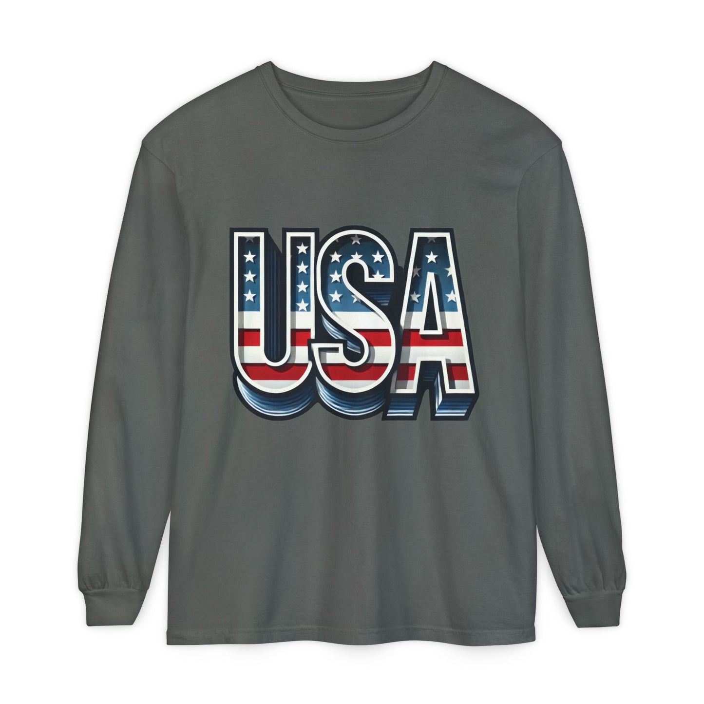 Patriotic Long Sleeve  Unisex  T-Shirt, USA Design, Unisex Tee for Independence Day, Memorial Day, Family Celebrations, Casual Wear