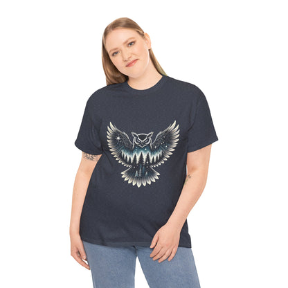 Mystical Owl Graphic Tee, Wildlife Lover Gift, Nature Shirt, Festival Wear, Boho Style, Night Bird Graphic T-Shirt