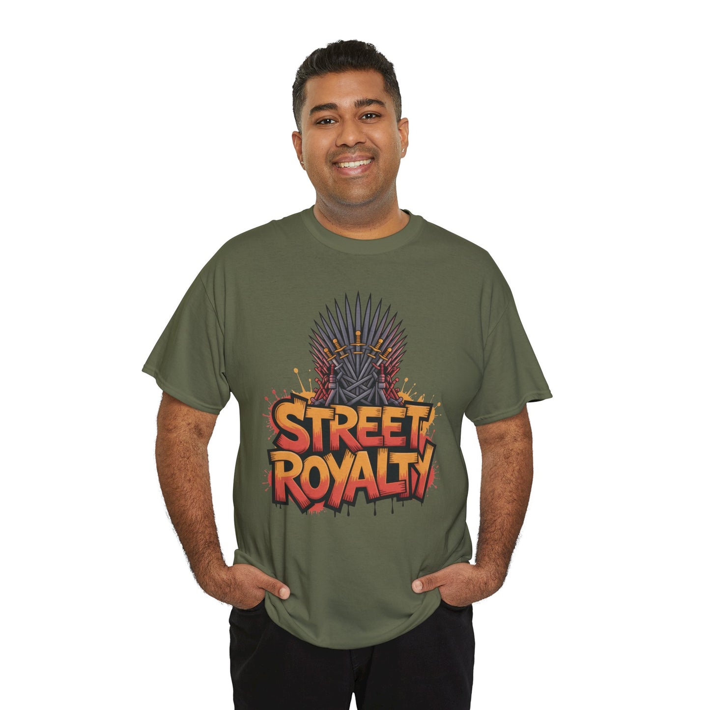 Street Royalty Men's T-Shirt, Graffiti Crown Graphic Tee, Urban Streetwear Top for Skaters and Hip Hop Style