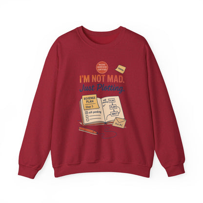 Funny Mens Revenge Sweatshirt, Im Not Mad Just Plotting, Passive Aggressive Sarcastic Crewneck for Him