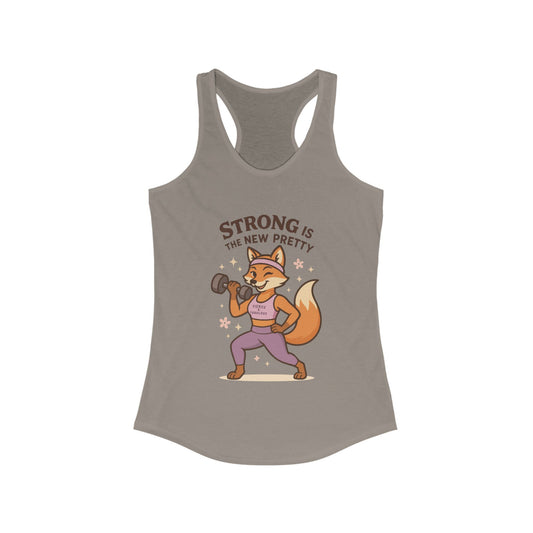 Strong is the New Pretty Tee, Inspirational Tank, Fitness Apparel, Gift for Her, Motivational Top, Cute Fox Design, Womens Gym Tank Top