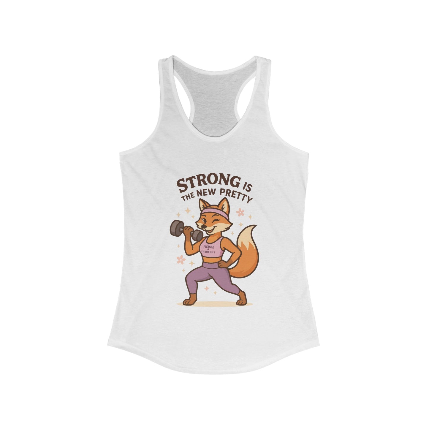 Strong is the New Pretty Tee, Inspirational Tank, Fitness Apparel, Gift for Her, Motivational Top, Cute Fox Design, Womens Gym Tank Top