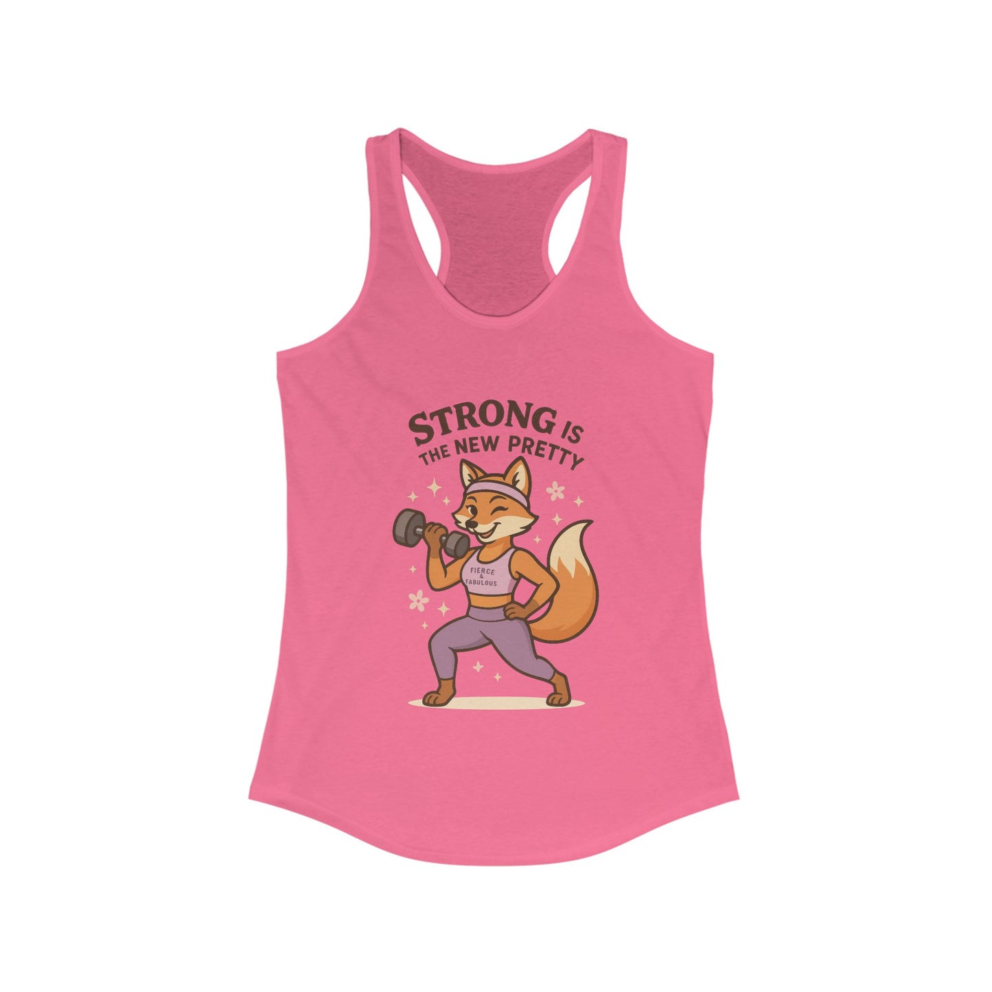 Strong is the New Pretty Tee, Inspirational Tank, Fitness Apparel, Gift for Her, Motivational Top, Cute Fox Design, Womens Gym Tank Top