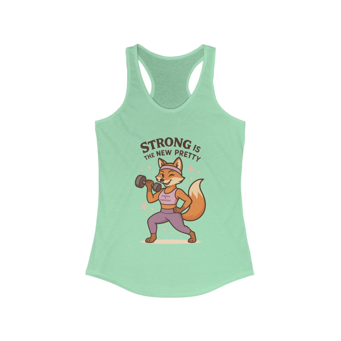 Strong is the New Pretty Tee, Inspirational Tank, Fitness Apparel, Gift for Her, Motivational Top, Cute Fox Design, Womens Gym Tank Top