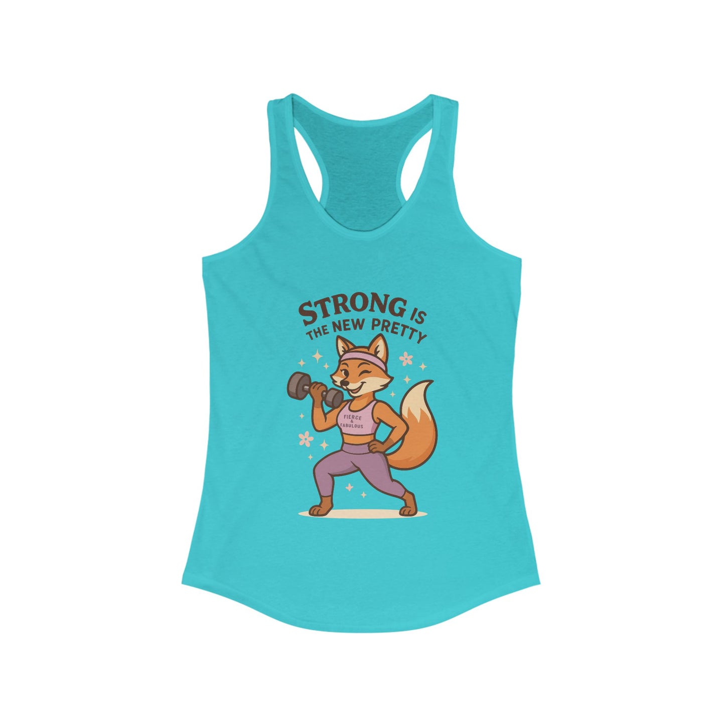 Strong is the New Pretty Tee, Inspirational Tank, Fitness Apparel, Gift for Her, Motivational Top, Cute Fox Design, Womens Gym Tank Top