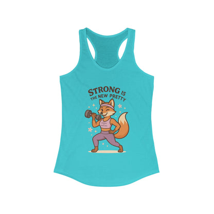 Strong is the New Pretty Tee, Inspirational Tank, Fitness Apparel, Gift for Her, Motivational Top, Cute Fox Design, Womens Gym Tank Top