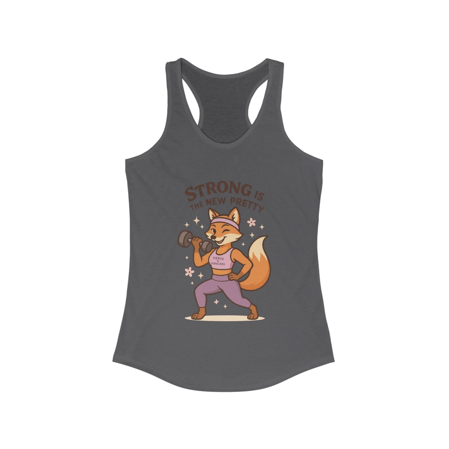 Strong is the New Pretty Tee, Inspirational Tank, Fitness Apparel, Gift for Her, Motivational Top, Cute Fox Design, Womens Gym Tank Top