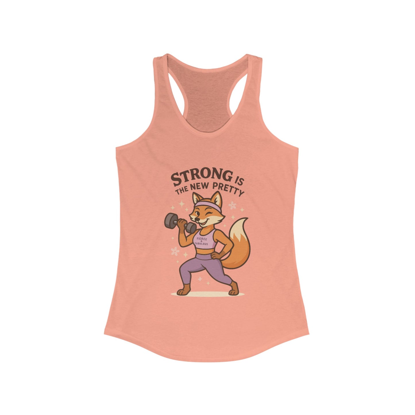 Strong is the New Pretty Tee, Inspirational Tank, Fitness Apparel, Gift for Her, Motivational Top, Cute Fox Design, Womens Gym Tank Top