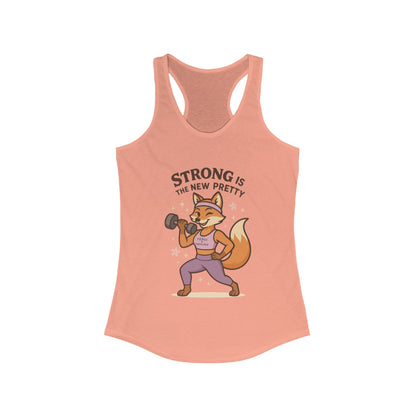Strong is the New Pretty Tee, Inspirational Tank, Fitness Apparel, Gift for Her, Motivational Top, Cute Fox Design, Womens Gym Tank Top
