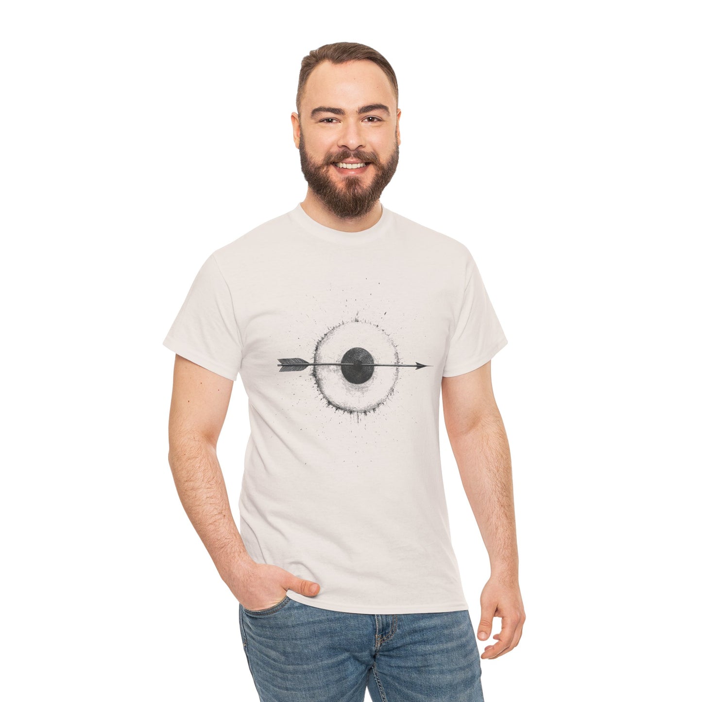 Artistic Arrow Graphic Unisex Cotton Tee, Motivational Shirt, Casual Wear, Gift for Him/Her, Trendy Fashion