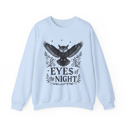 Eyes of the Night Owl Sweatshirt, Mens Dark Gothic Sweatshirt, Mysterious Owl Graphic Pullover, Forest Bird of Night Design, Halloween Gift