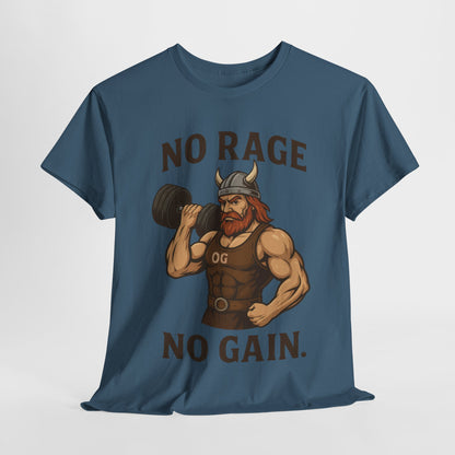 No Rage No Gain Viking Gym Shirt, Funny Muscle Workout Tee, Barbarian Fitness T-Shirt for Men, Powerlifting Humor Shirt, Viking Lifting Gift
