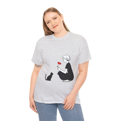 Cat Lover's Heavy Cotton Tee, Cute Cat Shirt, Pet Owner Gift, Animal Lover Apparel, Birthday Gift for Her, Women's Cotton T-Shirt, Cat Lover