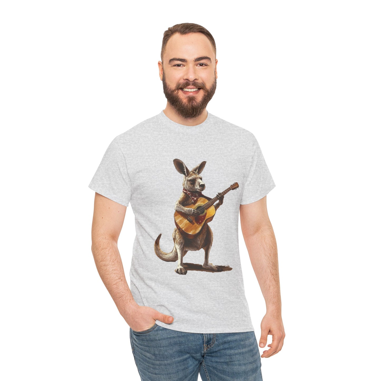 Kangaroo Musician Tee, Fun Graphic Shirt, Unisex Cotton Tee, Gift for Music Lovers, Aussie Music Lover Gift, Guitar Playing Kangaroo T-Shirt