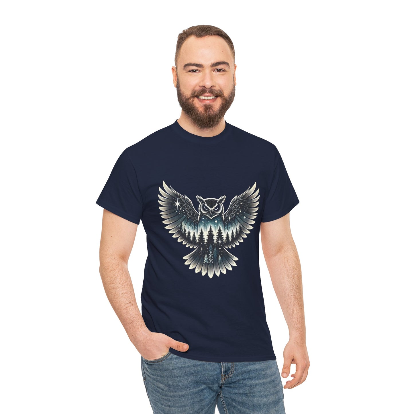 Mystical Owl Graphic Tee, Wildlife Lover Gift, Nature Shirt, Festival Wear, Boho Style, Night Bird Graphic T-Shirt