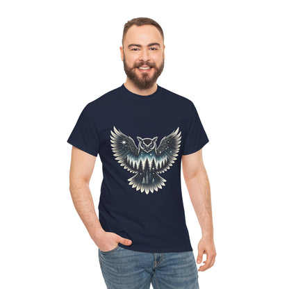 Mystical Owl Graphic Tee, Wildlife Lover Gift, Nature Shirt, Festival Wear, Boho Style, Night Bird Graphic T-Shirt