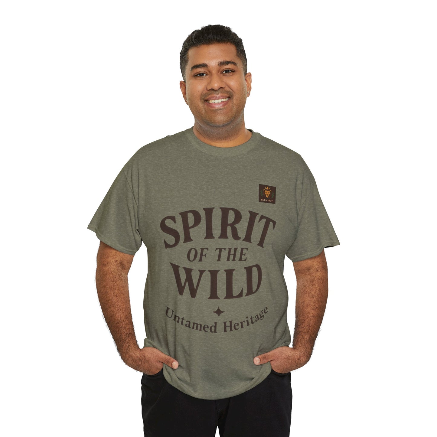 Spirit of the Wild Mens Heavy Cotton Tee, Nature Lover Gift, Outdoor Adventure Shirt, Unisex Tee, Casual Wear, Unique Graphic Apparel