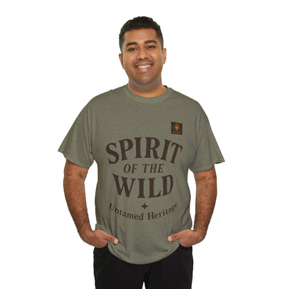 Spirit of the Wild Mens Heavy Cotton Tee, Nature Lover Gift, Outdoor Adventure Shirt, Unisex Tee, Casual Wear, Unique Graphic Apparel