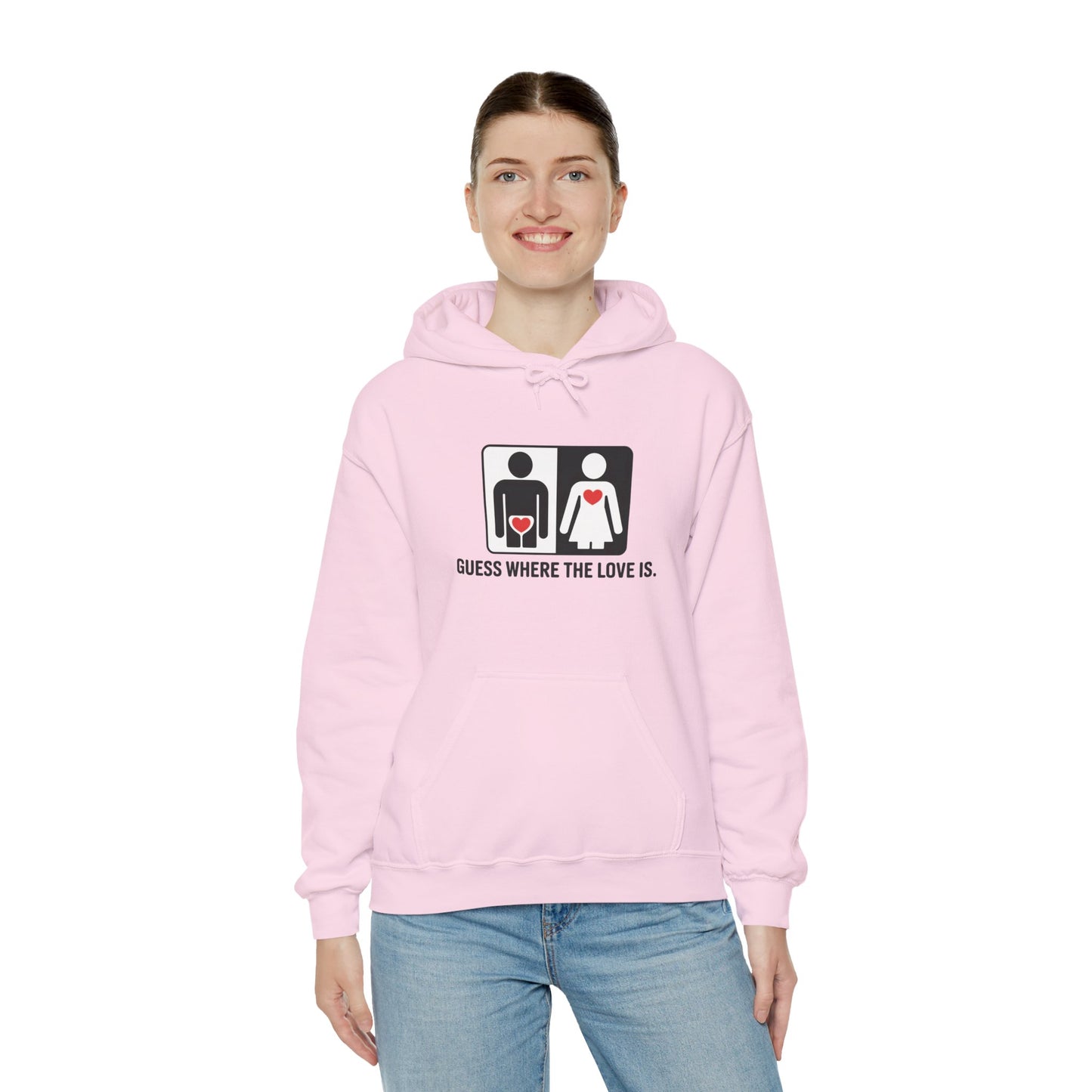 Guess Where the Love Is Hoodie, Cute Couples Hoodie, Valentines Day Gift, Matching Outfits, Witty Relationship Hoodie,  Love Joke Graphic