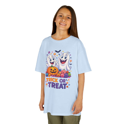 Trick or Treat Kids Halloween T-Shirt, Cute Ghosts Pumpkin Design, Fun Spooky Tee for Boys Girls