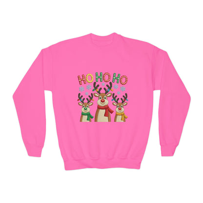 Ho Ho Ho Reindeer Sweatshirt for Girls, Cute Kids Christmas Pullover