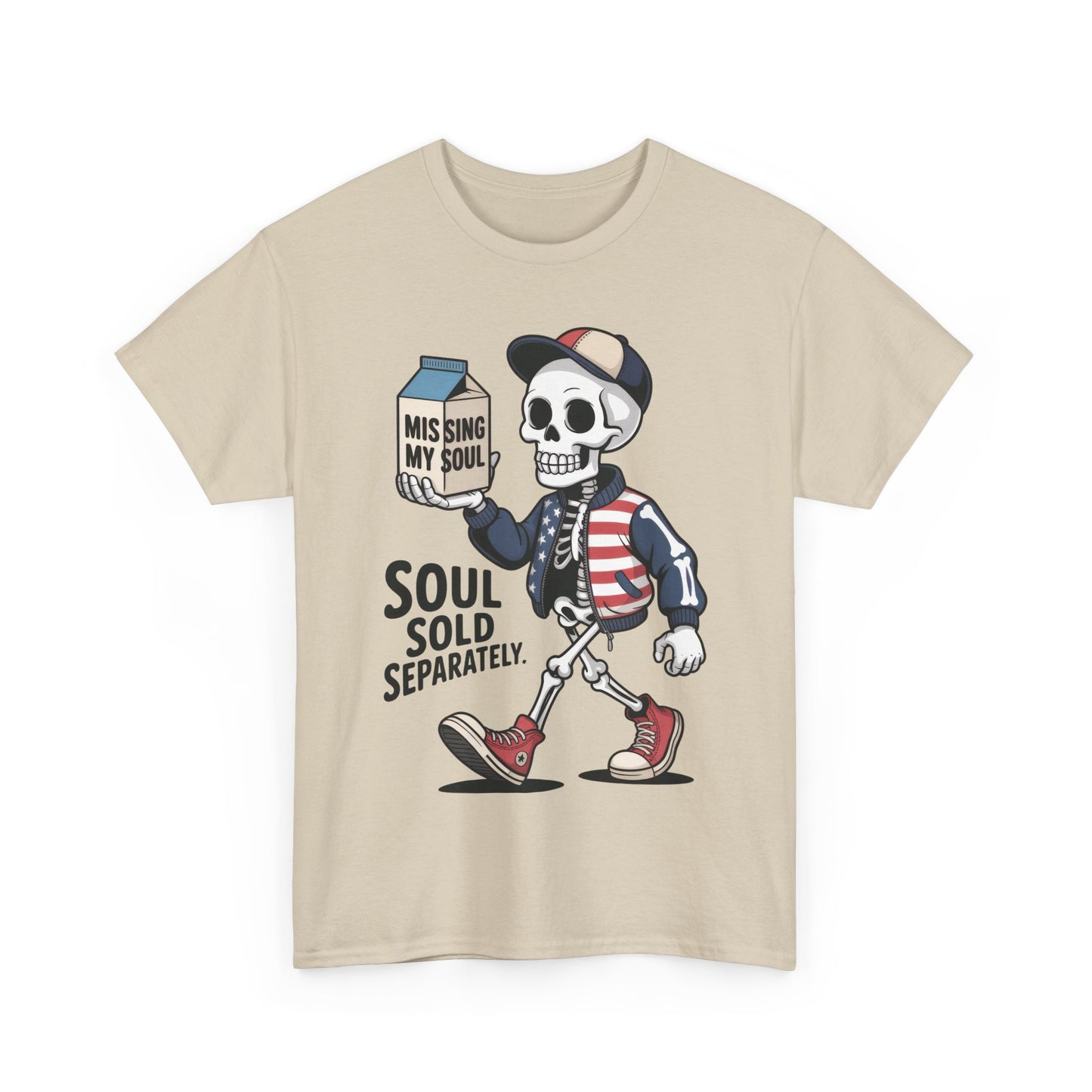 Funny Skeleton T-Shirt Soul Sold Separately Graphic Tee, Missing Soul Cartoon Shirt, Gothic Streetwear, Halloween Gift Tee