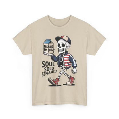 Funny Skeleton T-Shirt Soul Sold Separately Graphic Tee, Missing Soul Cartoon Shirt, Gothic Streetwear, Halloween Gift Tee