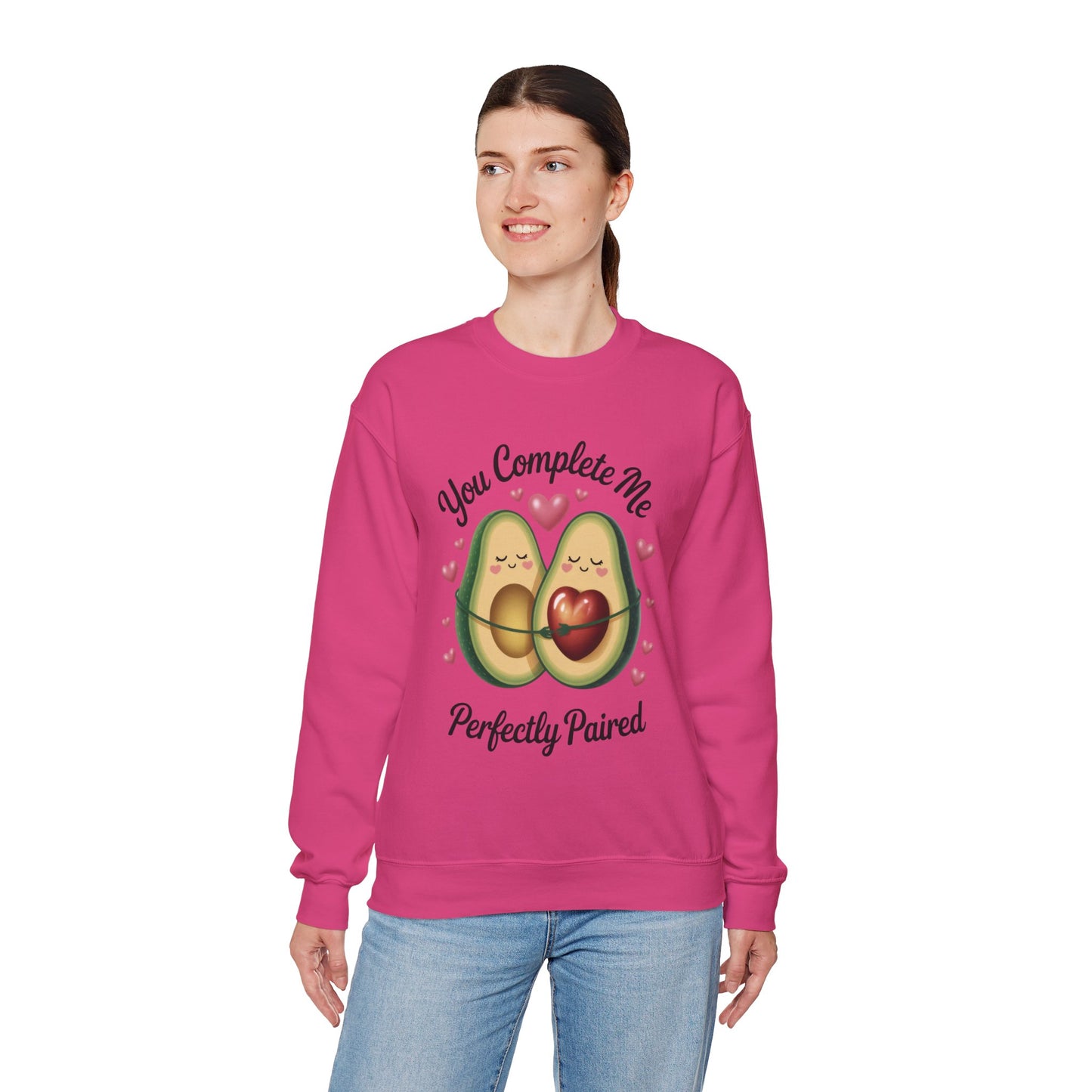 Cute Avocado Love Crewneck Sweatshirt, Sweatshirt for Couples, Perfect Gift for Valentines Day, Cozy Apparel, Avocado Lover Gift