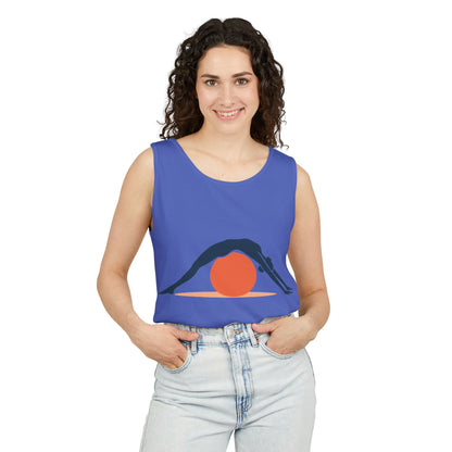 Womens Garment-Dyed Tank Top, Womens Pilates Tank Top, Yoga Fitness Graphic Top, Cute Workout Activewear Shirt