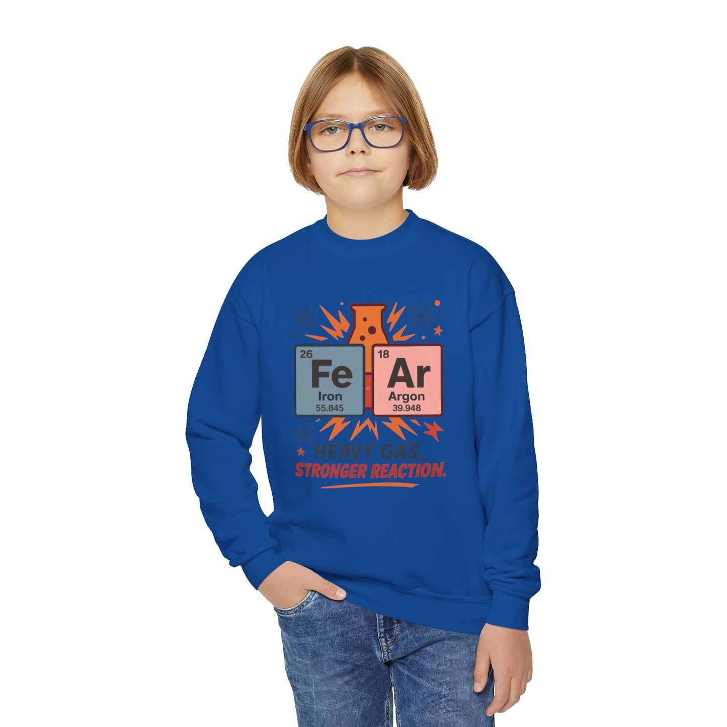 Youth Science Sweatshirt for Kids, Funny Chemistry Gift, Heavy Gas Reaction Crewneck, Science Class Apparel, Educational Sweater