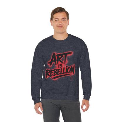 Men'sHeavy Blend™ Crewneck Sweatshirt, Art Is Rebellion Men's Crewneck Sweatshirt, Graffiti Street Art Pullover, Urban Rebellion Streetwear