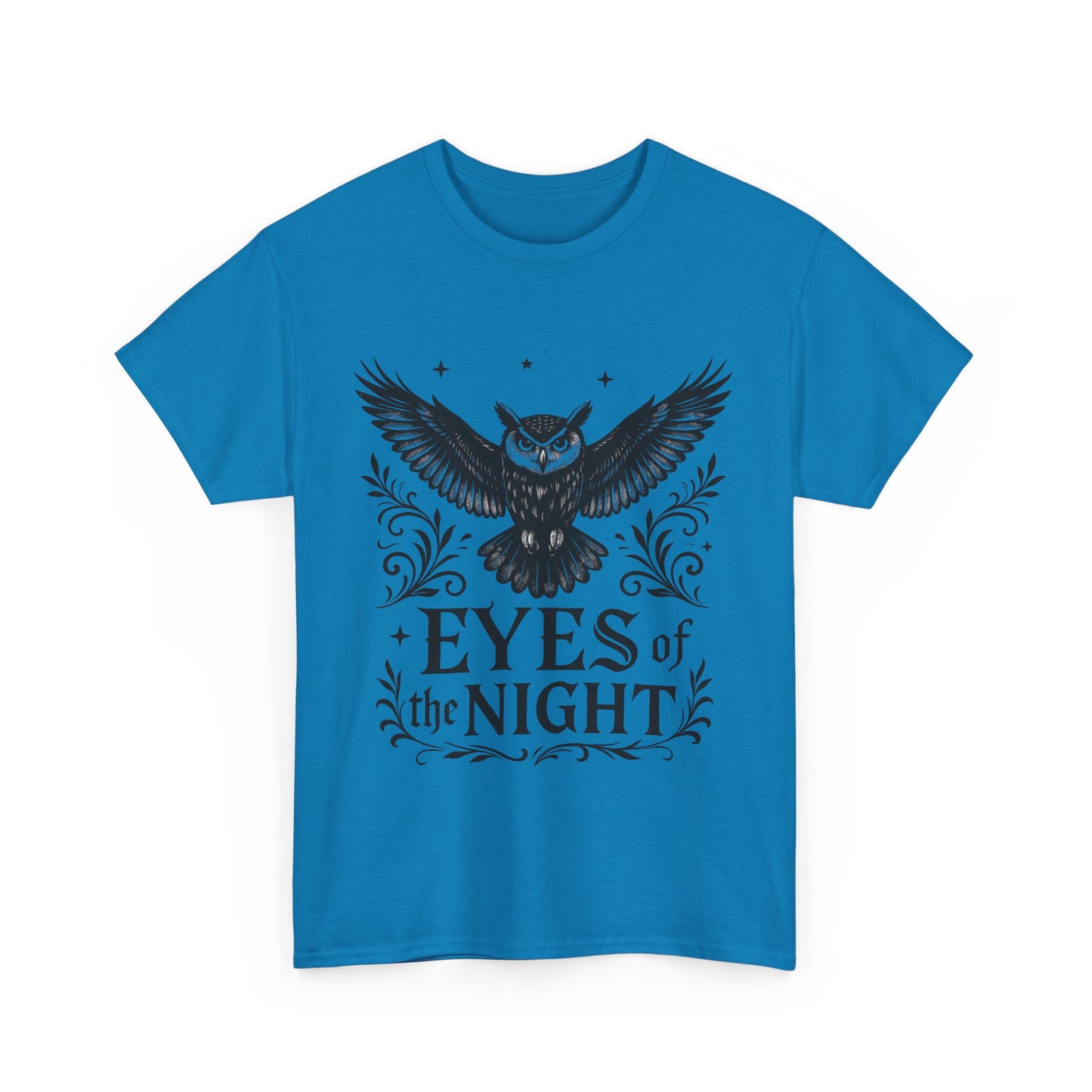 Cool Owl Graphic Unisex Heavy Cotton Tee, Flying Owl Art T-Shirt, Animal Print Tee, Gothic Bird Graphic Tee, Mens Gothic Style Shirt