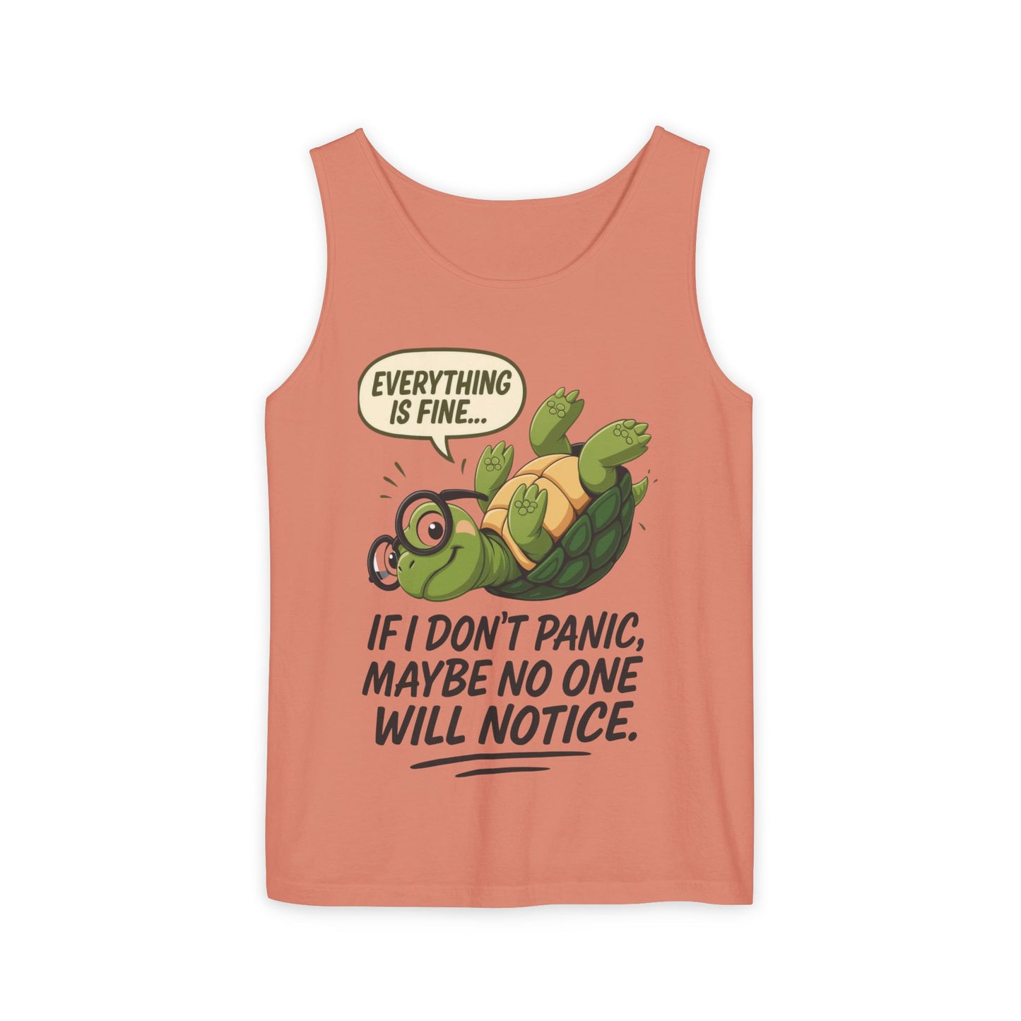 Funny Turtle Womens Tank Top, Everything is Fine, Womens Summer Apparel, Relaxed Fit, Pool Party, Beachwear, Humorous Gift
