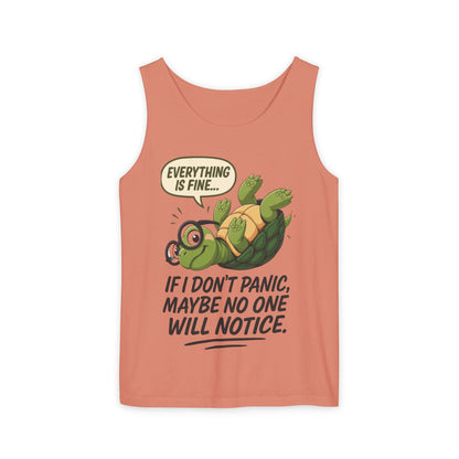 Funny Turtle Womens Tank Top, Everything is Fine, Womens Summer Apparel, Relaxed Fit, Pool Party, Beachwear, Humorous Gift