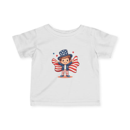 Patriotic Infant Tee, Cute Kid T-Shirt for 4th of July, Baby Independence Day Shirt, Toddler Flag Outfit, American Spirit Clothes