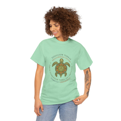 Earth Totem Turtle Unisex T-Shirt, Sigillum Terrae Symbol, Elemental Growth Unisex Tee, Spiritual UV Protection Shirt, Nature Symbol Gift