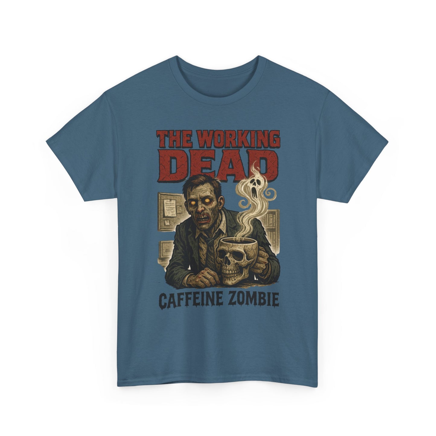 The Working Dead Men's Funny Zombie Work T-Shirt, Office Humor Tee, Halloween Office Tee, Coffee Zombie Shirt