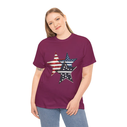 Patriotic Star Unisex Tee, USA Pride T-Shirt, Independence Day Outfit, All-American Style Shirt, Gift for Veterans, 4th of July Celebration