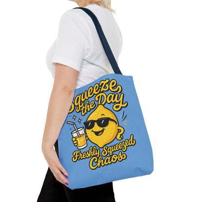Lemon Themed Tote Bag, Squeeze the Day, Shopping Bag, Gift for Citrus Lovers, Eco-Friendly Carrier, Summer Accessory, Beach Weekender Bag
