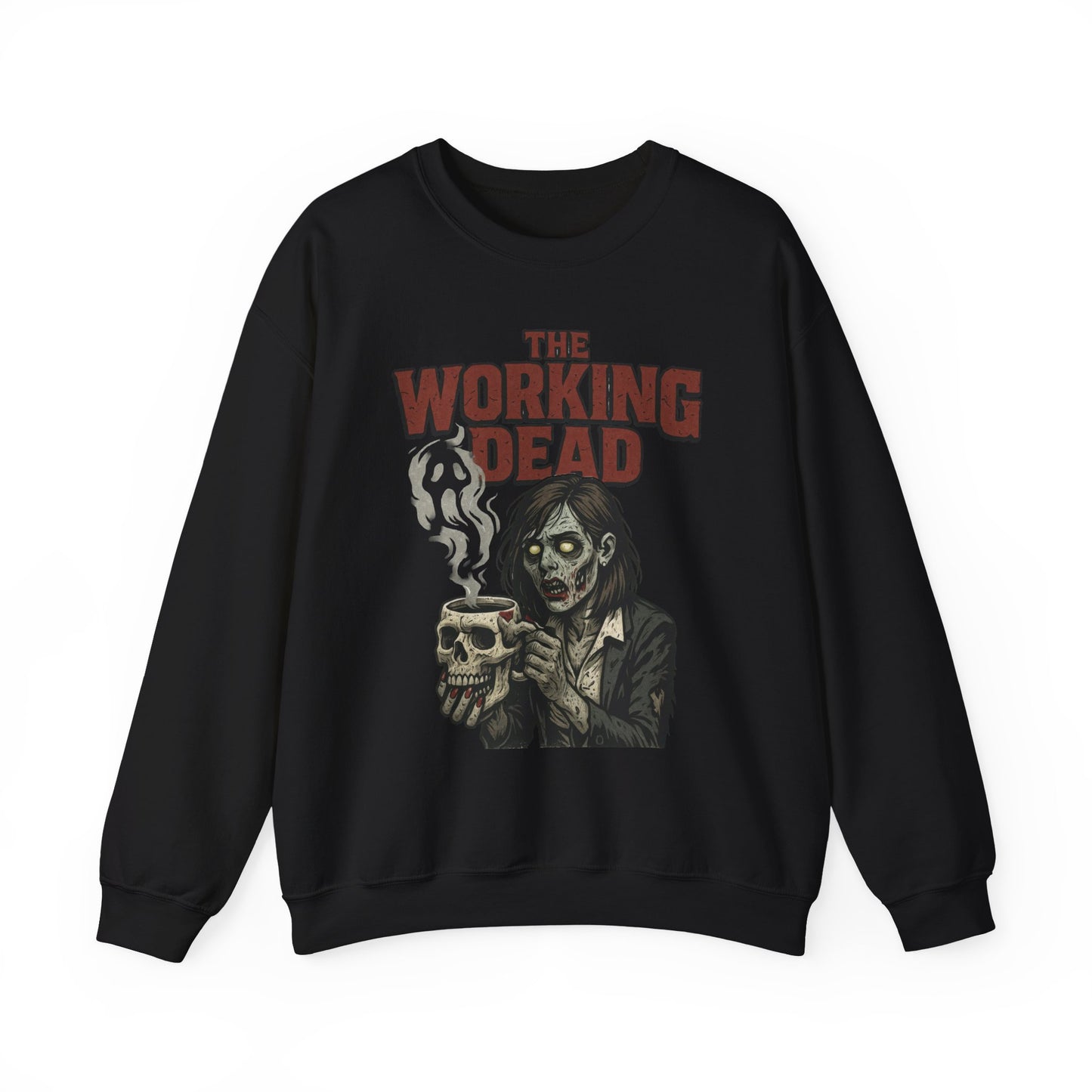 The Working Dead Women's Zombie Sweatshirt, Halloween Zombie Top, Work Humor Sweatshirt, Women's Heavy Blend™ Crewneck Sweatshirt