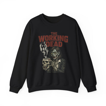 The Working Dead Women's Zombie Sweatshirt, Halloween Zombie Top, Work Humor Sweatshirt, Women's Heavy Blend™ Crewneck Sweatshirt