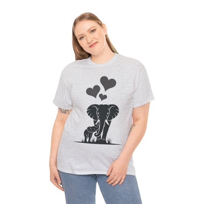 Elephant Mom and Baby T-Shirt, Elephant Love Cotton Tee, Cute Animal Shirt, Animal Lover Gift, Cute Minimalist Elephant Design