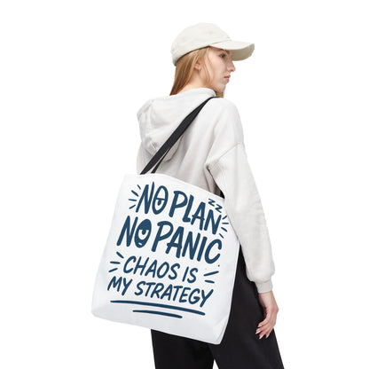Funny Quote Tote Bag, Reusable Grocery Bag, Gift for Students, Beach Tote, Everyday Tote, Chaos Strategy Bag, Unique Shopping Bag