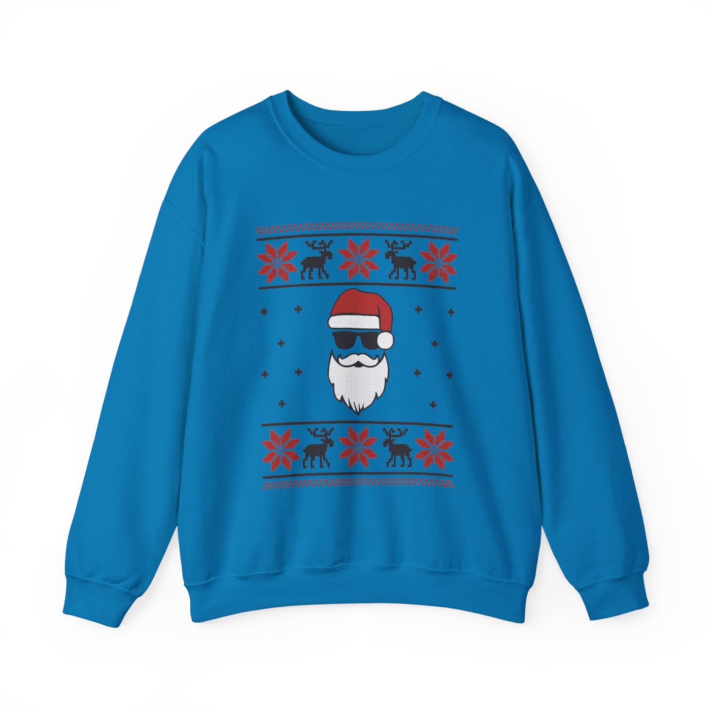 Cool Santa Men's Sweatshirt, Funny Knit Look Pullover, Retro Christmas Sweater Style